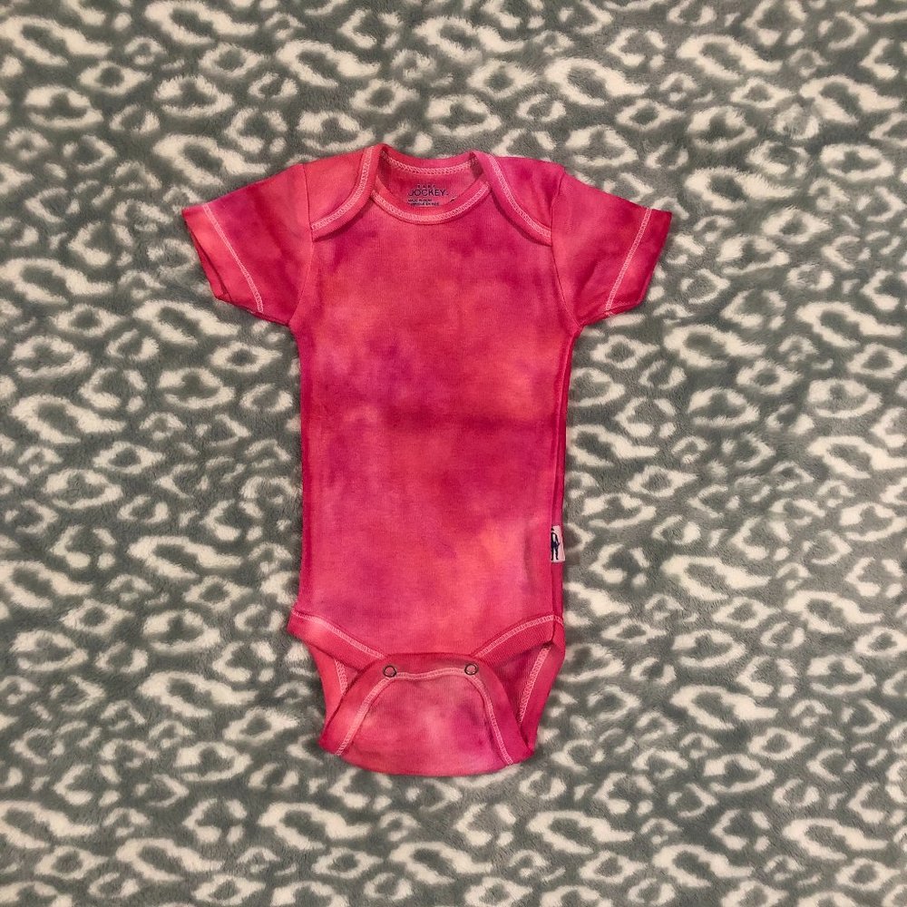 Jockey Handmade Tie-Dye Pink, Magenta Infant Baby Bodysuit [0-3mo]